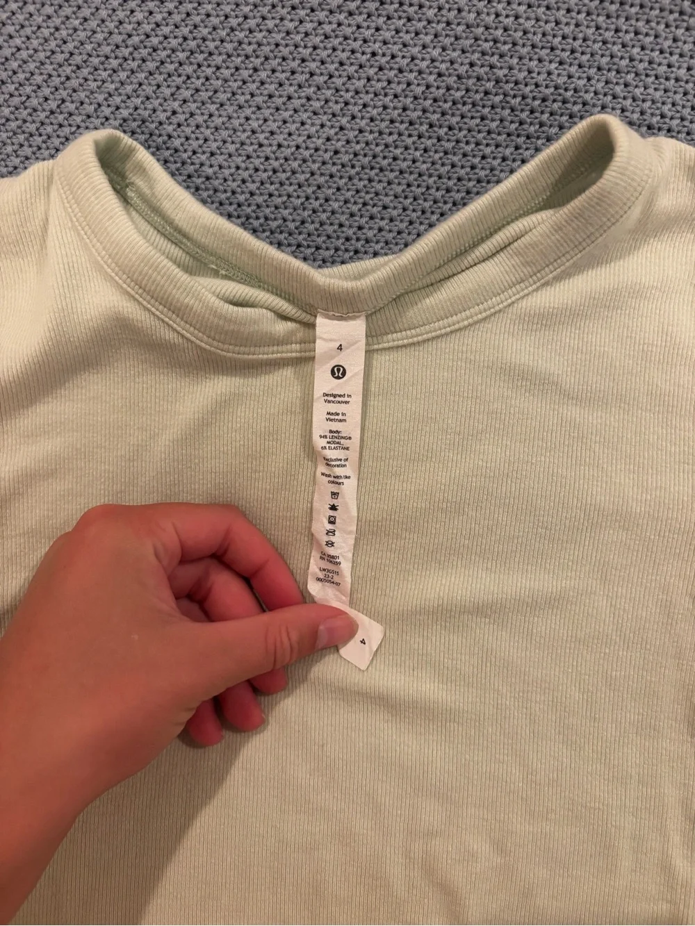 lululemon athletica Light Sage Ribbed Cropped Tee